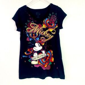 Disney Mickey Mouse Tattoo Ed Hardy Style Tee Size L